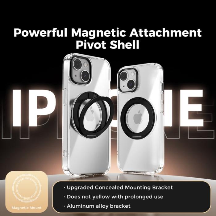 ABEEL - ABEEL Q-LUCK Mobilskal till iPhone 14 Med Rotera Kickstand Shockproof Svart