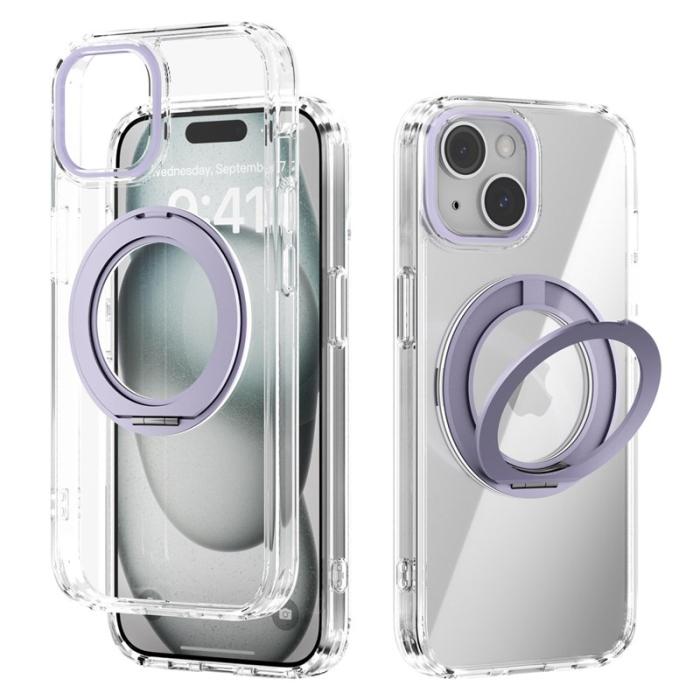 ABEEL - ABEEL Q-LUCK Mobilskal till iPhone 14 Shockproof med Rotating Kickstand Lila
