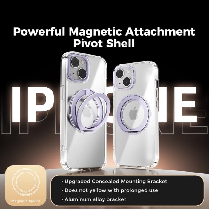 ABEEL - ABEEL Q-LUCK Mobilskal till iPhone 14 Shockproof med Rotating Kickstand Lila