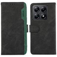 ABEEL - ABEEL Xiaomi 14T Pl&aring;nboksfodral i Spaltad Konstl&auml;der RFID-Skydd - Svart