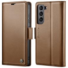 Caseme - CASEME Pl&aring;nboksfodral Konstl&auml;der f&ouml;r Samsung Galaxy S22 5G - Brun