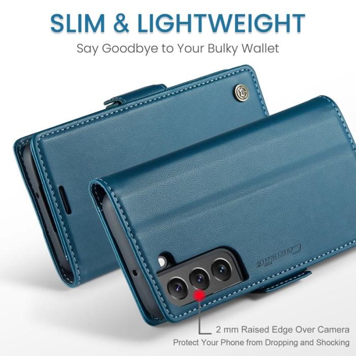 Caseme - CASEME Plånboksfodral Konstläder för Samsung Galaxy S22 5G - Blå