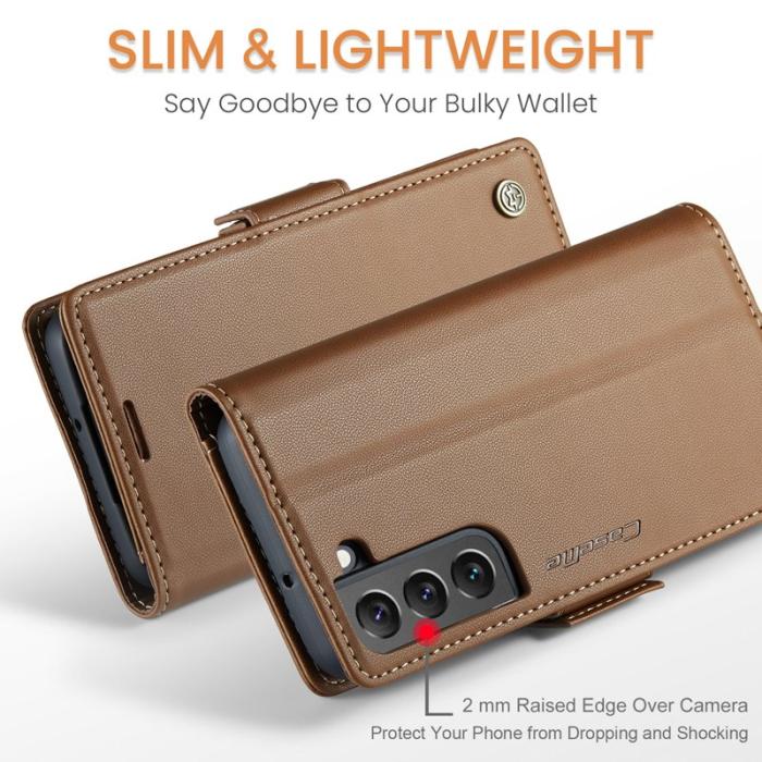 Caseme - CASEME Plånboksfodral Konstläder för Samsung Galaxy S22 5G - Brun