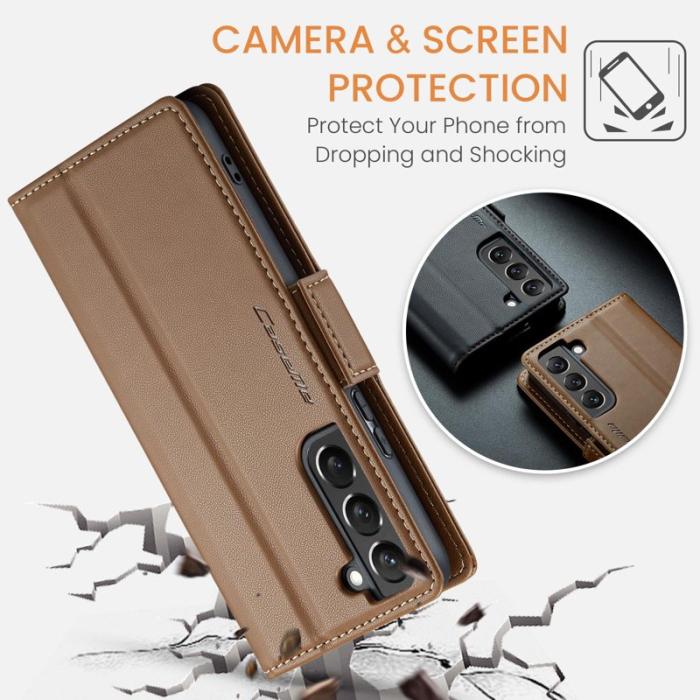 Caseme - CASEME Plånboksfodral Konstläder för Samsung Galaxy S22 5G - Brun