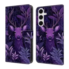 OEM - Samsung Galaxy S26 Pl&aring;nboksfodral Vikbart St&auml;ll Konstl&auml;der M&ouml;nster - Lila R&auml;v
