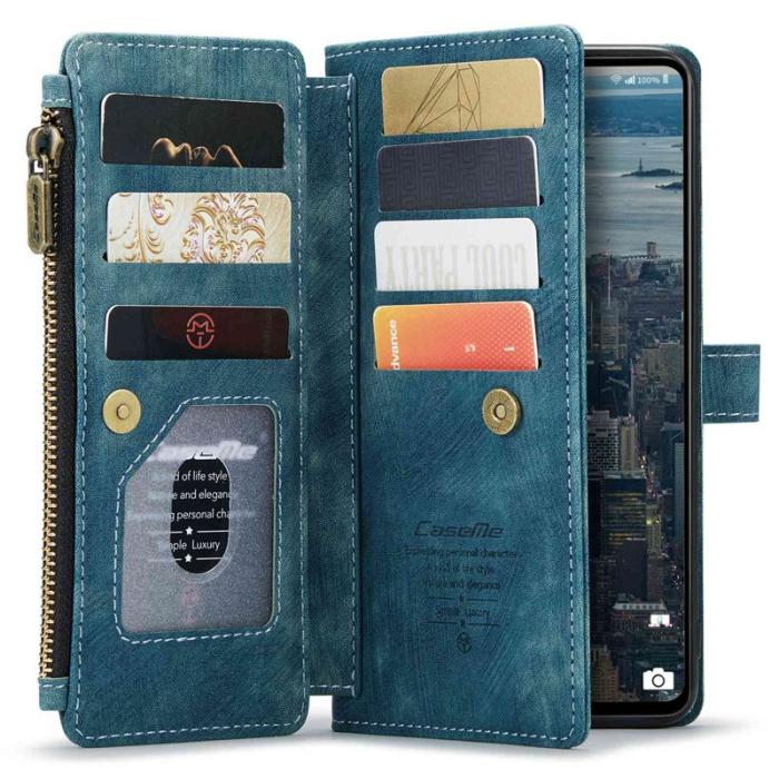 Caseme - CASEME Konstläder Plånboksfodral för Samsung Galaxy A53 5G med rem - Blå