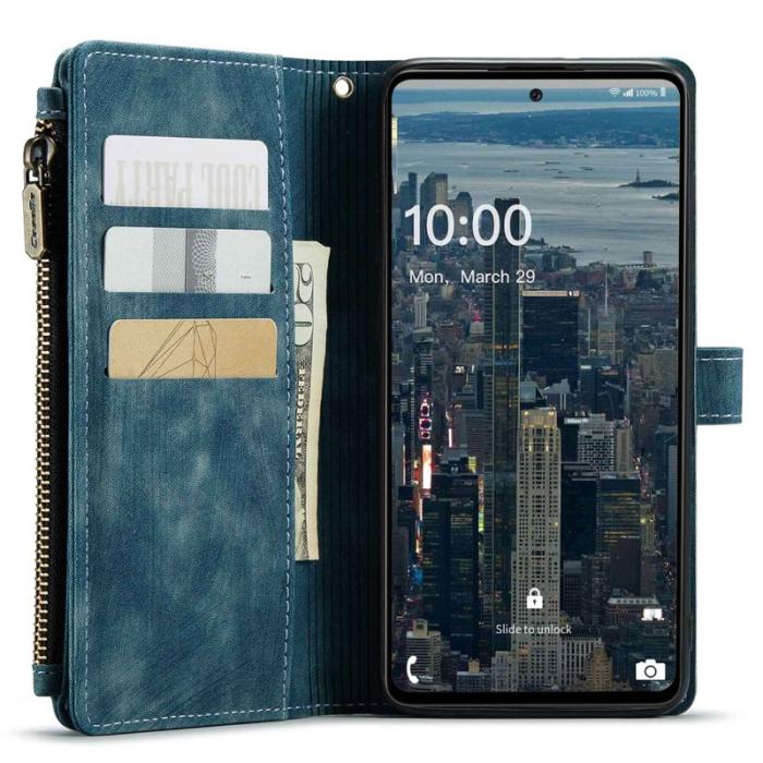 Caseme - CASEME Konstläder Plånboksfodral för Samsung Galaxy A53 5G med rem - Blå
