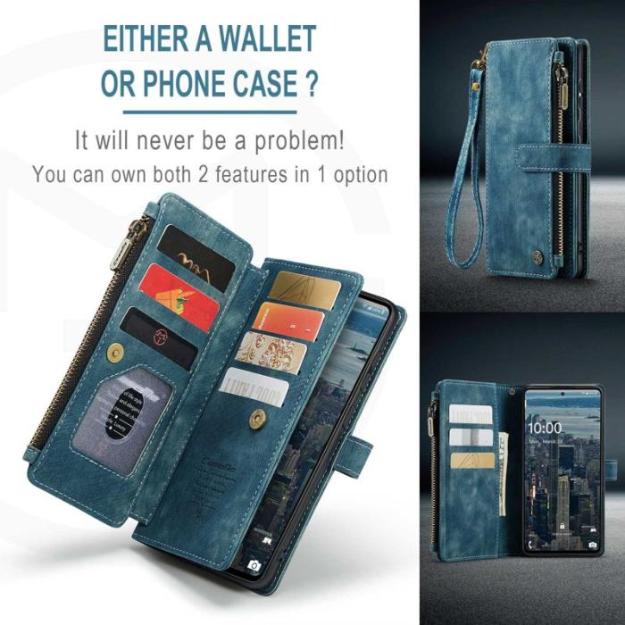 Caseme - CASEME Konstläder Plånboksfodral för Samsung Galaxy A53 5G med rem - Blå