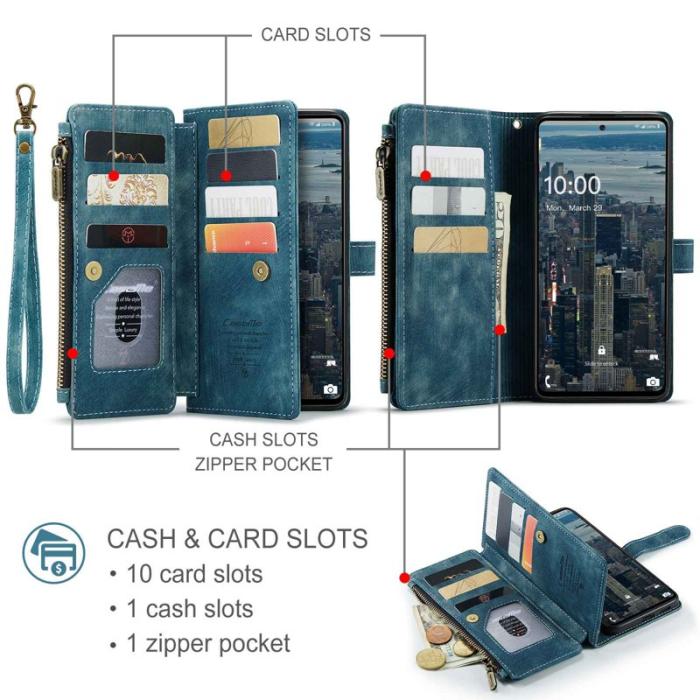 Caseme - CASEME Konstläder Plånboksfodral för Samsung Galaxy A53 5G med rem - Blå