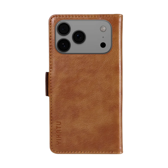 YIKATU - YIKATU iPhone 17 Pro Max Plånboksfodral Litchi Texture - Brun