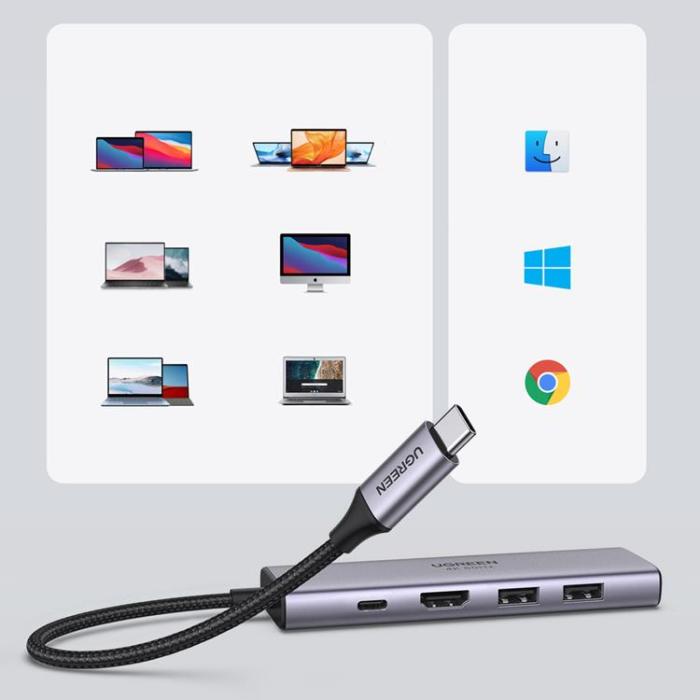 Ugreen - Ugreen Multifunktionell USB-C HUB - Grå