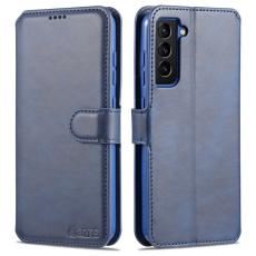 AZNS - AZNS Samsung Galaxy S21 FE Pl&aring;nboksfodral i Konstl&auml;der - Bl&aring;