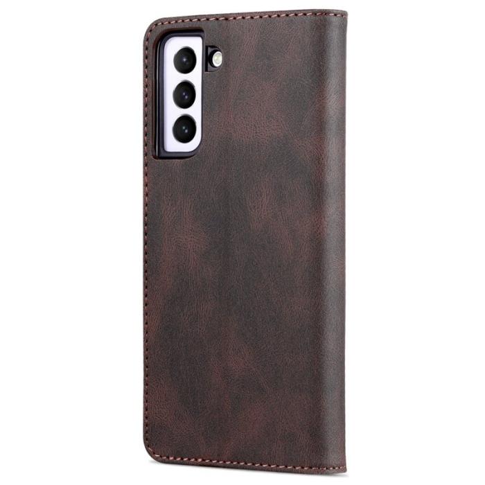 AZNS - AZNS Samsung Galaxy S21 FE 5G Plånboksfodral Konstläder - Brun