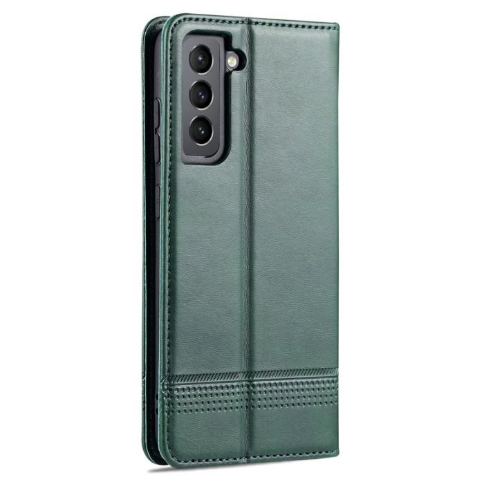 AZNS - AZNS Samsung Galaxy S21 FE Plånboksfodral Konstläder - Grön