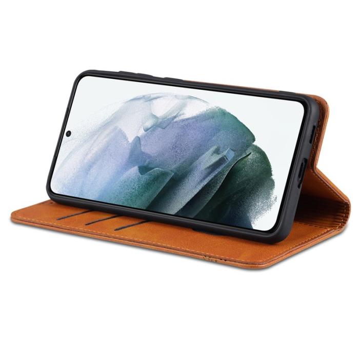 AZNS - AZNS Samsung Galaxy S21 FE Plånboksfodral Konstläder - Grön