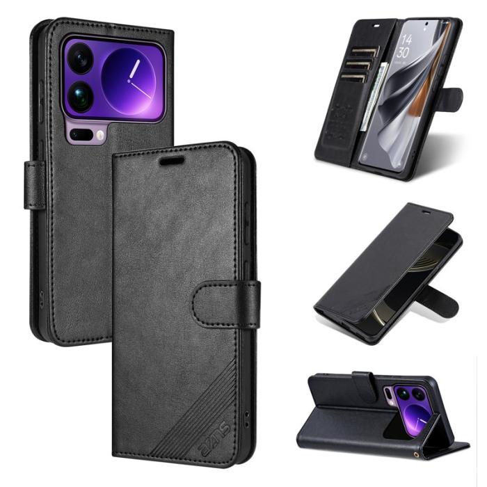 AZNS - AZNS Xiaomi 17 Pro Max Plånboksfodral Anti-Scratch Konstläder - Svart