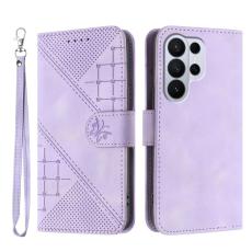 OEM - Samsung Galaxy S26 Ultra Pl&aring;nboksfodral Konstl&auml;der Fj&auml;ril Blomma - Lila