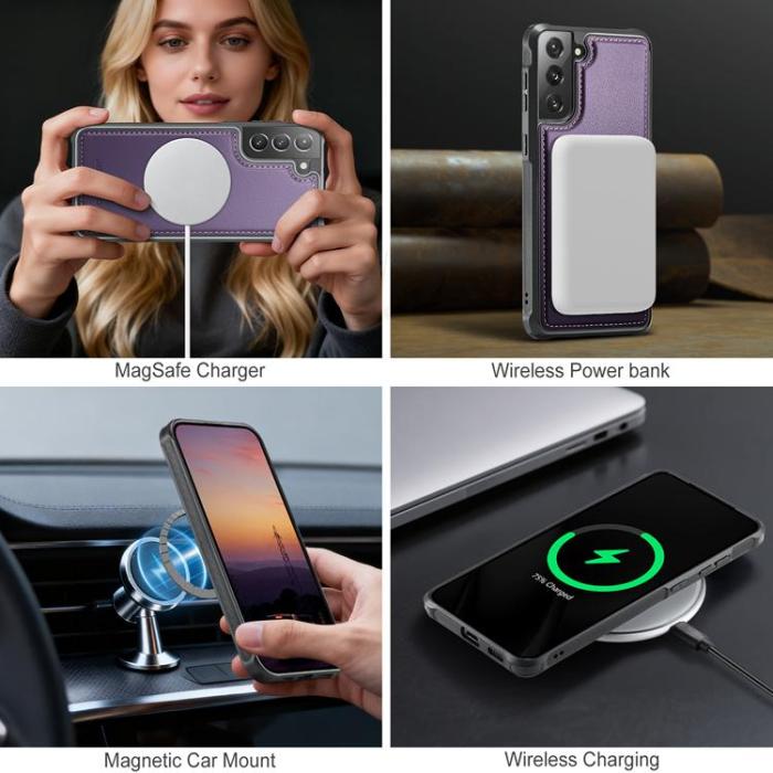 OEM - JEEHOOD Samsung Galaxy S22 5G Fodral KonstLäder - Lila