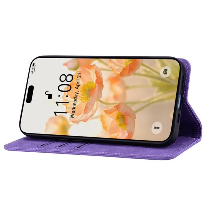 A-One Brand - iPhone Air Plånboksfodral med Rem Lines Pattern - Lila
