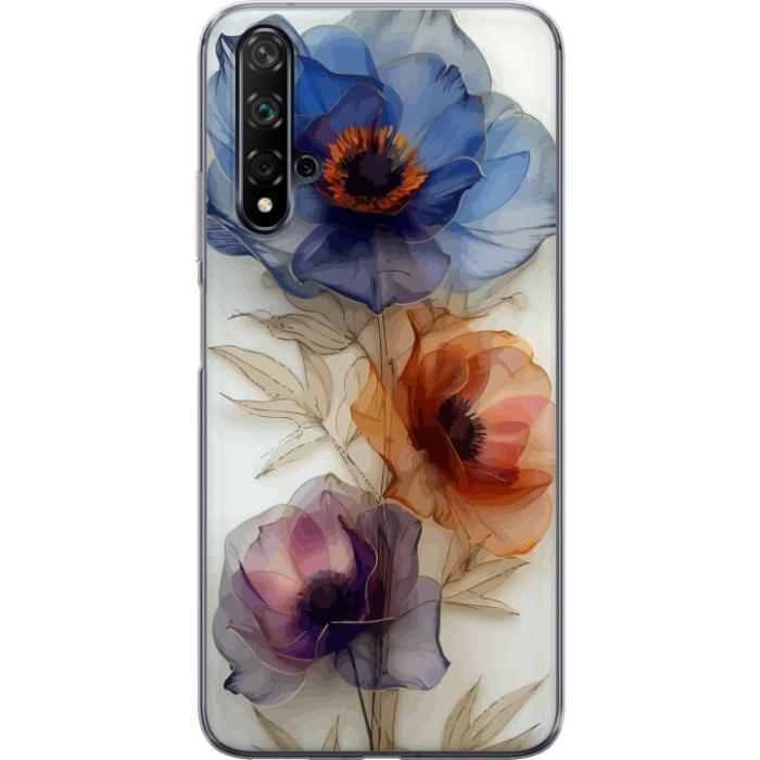 iSecrets - Genomskinligt Skal kompatibel med Huawei nova 5T med Silkesblommor