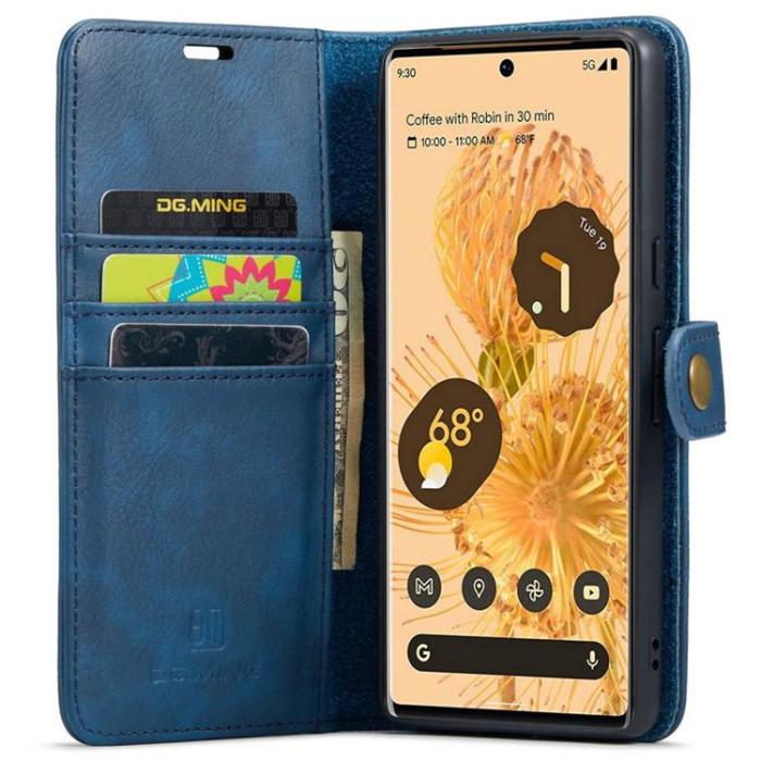 DG.MING - DG.MING Google Pixel 7 Pro Plånboksfodral Detachable 2in1 Äkta läder - Blå