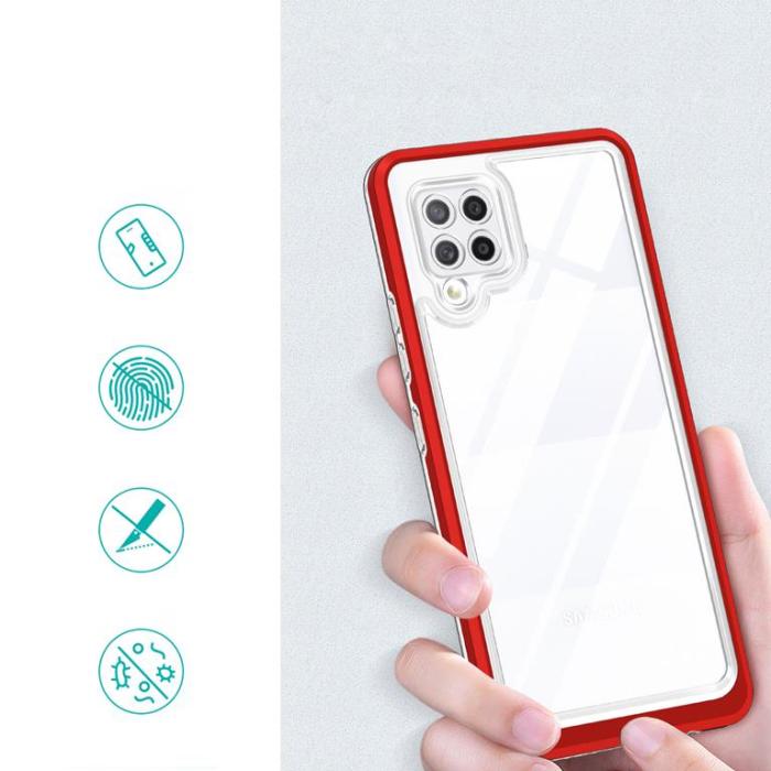 OEM - Galaxy A42 5G Skal Clear 3in1 - Röd