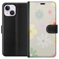 Gustaf - Pl&aring;nboksfodral till Apple iPhone 15 Plus med fejdande blommor