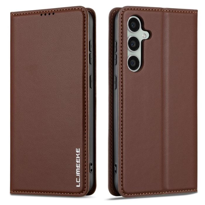 LC.imeeke - LC.IMEEKE L1 Series Samsung Galaxy S23 FE Plånboksfodral Konstläder - Brun