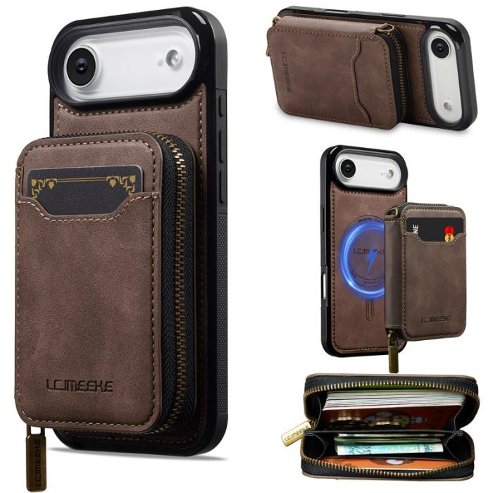 LC.imeeke - LC.IMEEKE L6 iPhone Air Plånboksfodral Magnetiskt - Konstläder - Brun