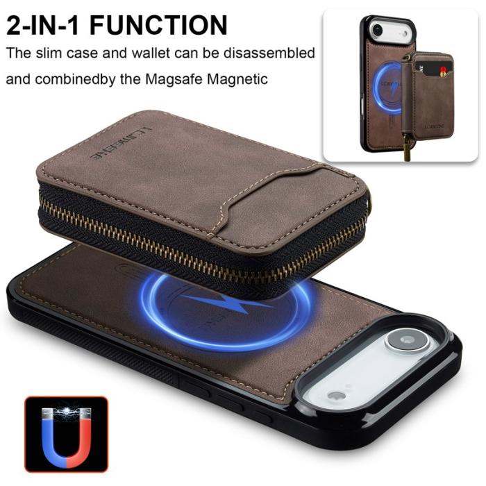 LC.imeeke - LC.IMEEKE L6 iPhone Air Plånboksfodral Magnetiskt - Konstläder - Brun