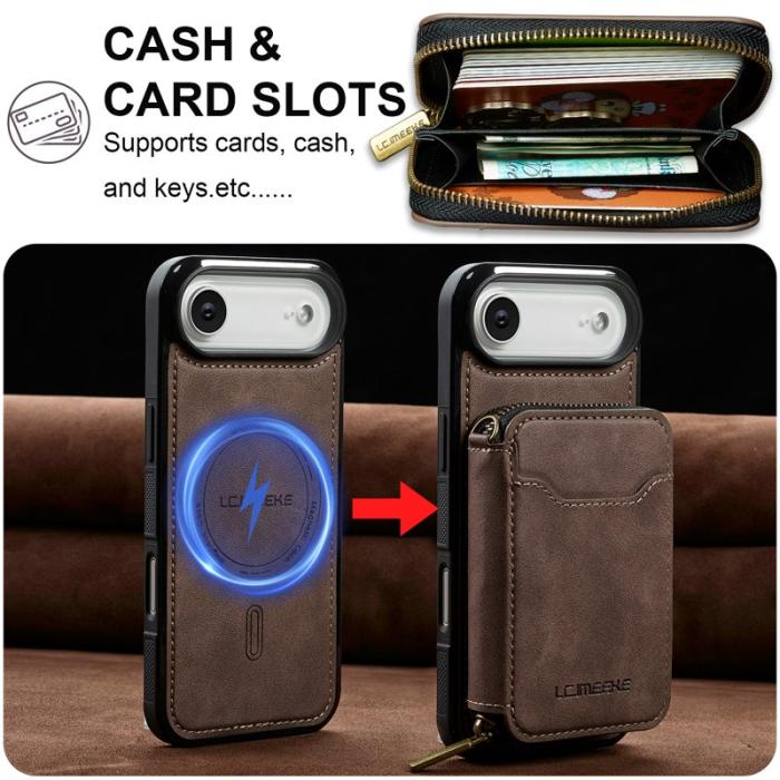 LC.imeeke - LC.IMEEKE L6 iPhone Air Plånboksfodral Magnetiskt - Konstläder - Brun