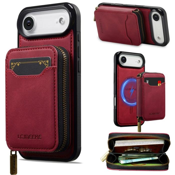LC.imeeke - LC.IMEEKE L6 iPhone Air Plånboksfodral Magnetiskt - Röd Konstläder