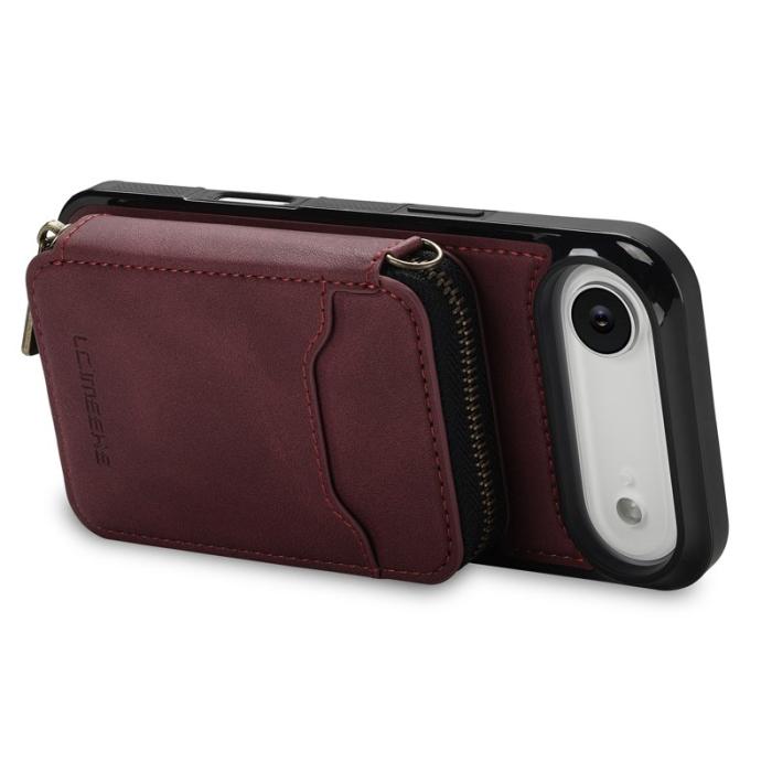 LC.imeeke - LC.IMEEKE L6 iPhone Air Plånboksfodral Magnetiskt - Röd Konstläder