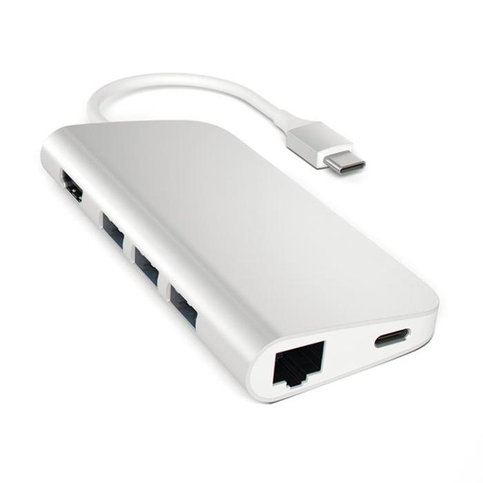 Satechi - Satechi USB-C Multi-Port Adapter 4K Gigabit Ethernet - Silver