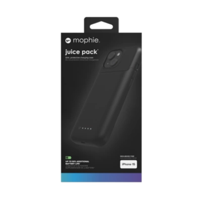 Mophie - Mophie iPhone 15 Mobilskal Med Built-in Powerbank 2400mAh - Svart
