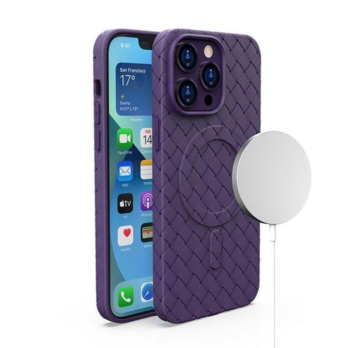 OEM - iPhone 15 Pro Mobilskal Magsafe Woven - Lila