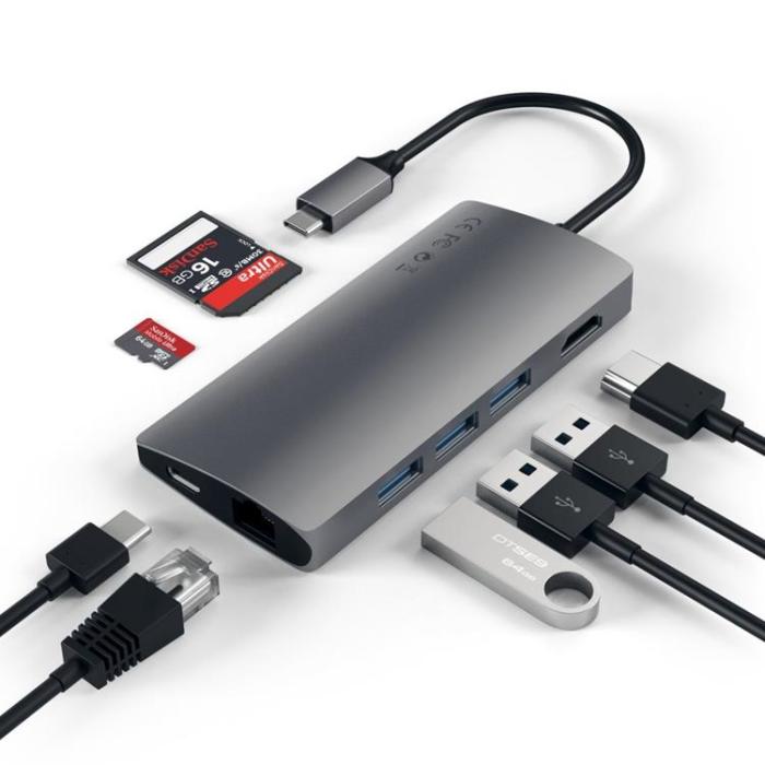 Satechi - Satechi USB-C Multi-Port Adapter 4K Gigabit Ethernet V2 - Space Grå