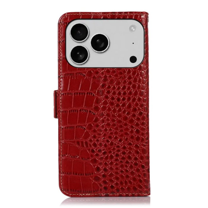A-One Brand - iPhone 17 Pro Max Plånboksfodral Äkta läder Crocodile Texture