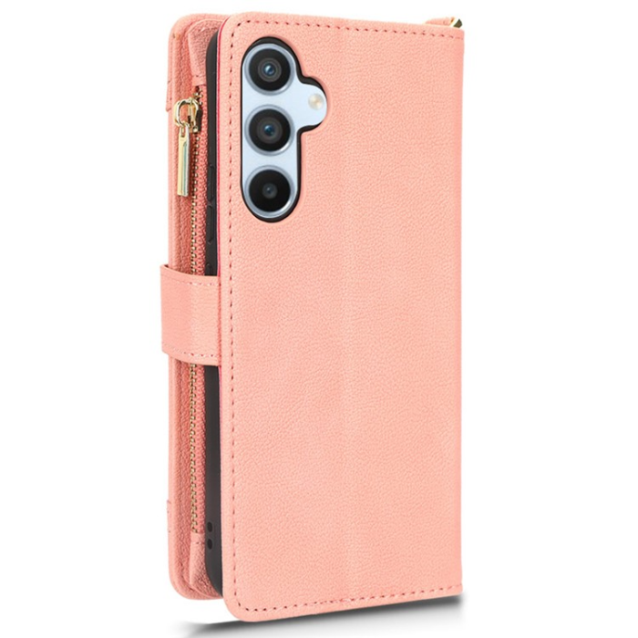 OEM - Galaxy A34 5G Plånboksfodral Zipper med Rem - Rosa