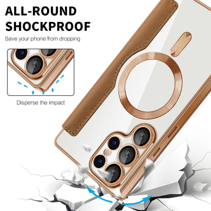 A-One Brand - Galaxy S25 Ultra Plånboksfodral MagSafe RFID Blocking - Brun
