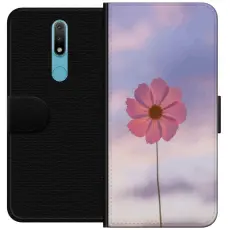 Gustaf - Pl&aring;nboksfodral till Nokia 2.4 med Rosa blomma