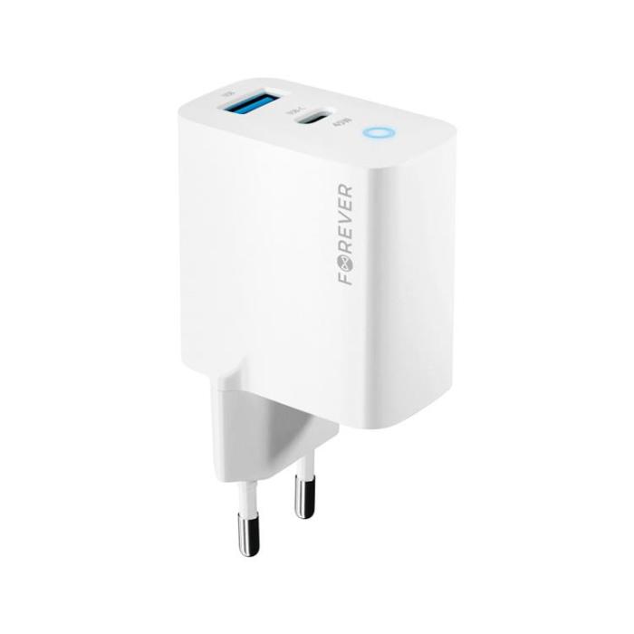 Forever - Forever GaN Väggladdare 1x USB-C 1x USB 45W TC-06-45AC - Vit