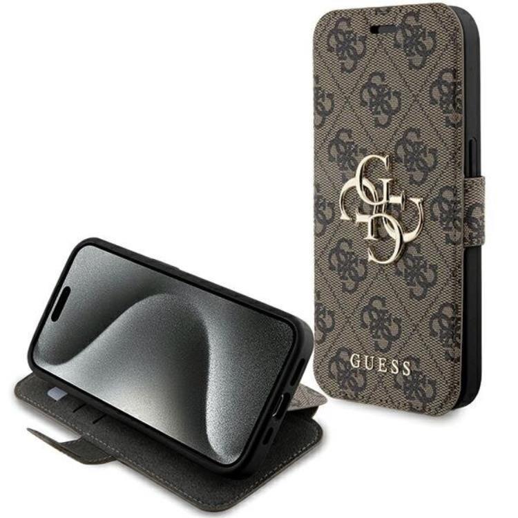 Guess iPhone 15 Pro Plånboksfodral Metall Logo - Brun | 2353 | AlltMobil