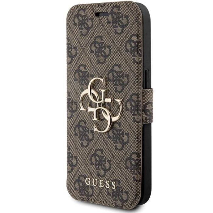 Guess - Guess iPhone 15 Pro Plånboksfodral Metall Logo - Brun