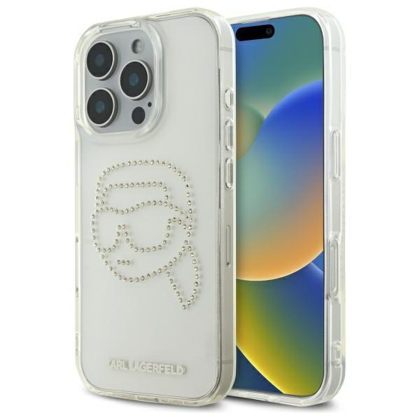 Karl Lagerfeld Mobilskal till iPhone 16 Pro IML Rhinestones Karl Head - Clear | 2353 | AlltMobil