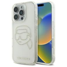 KARL LAGERFELD - Karl Lagerfeld Mobilskal till iPhone 16 Pro IML Rhinestones Karl Head - Clear