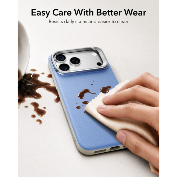 ESR - ESR Mobilskal För iPhone 18 Pro/17 Pro Magsafe Läder Kickstand - Ljusblå