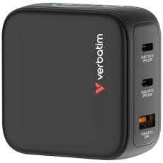 Verbatim - Verbatim Snabbladdare 65W 2xUSB-C 1xUSB-A GaN Mini EU/UK/USA - Svart