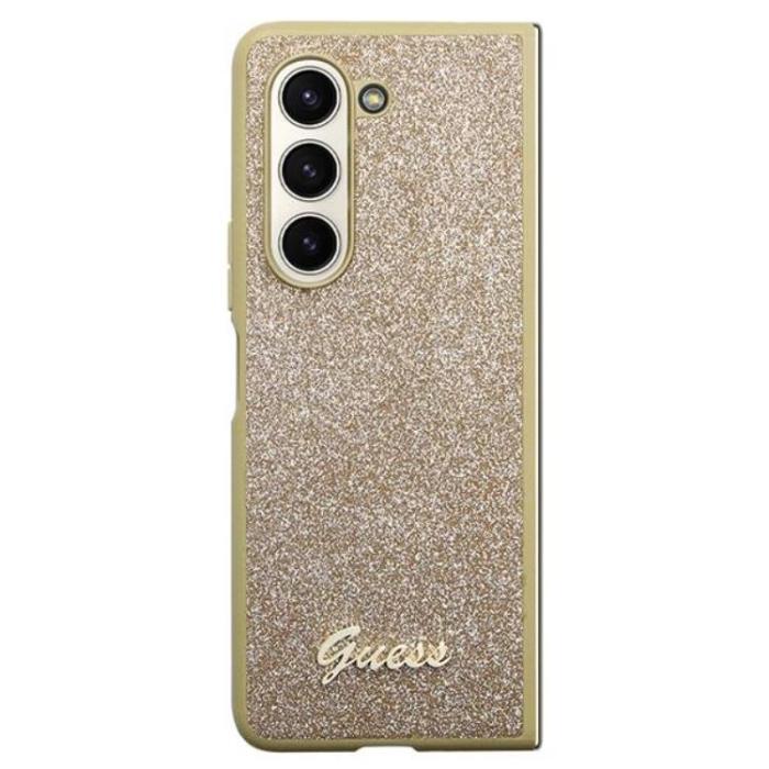 Guess - Guess Galaxy Z Fold 5 Mobilskal Läder Triangle Strass - Guld