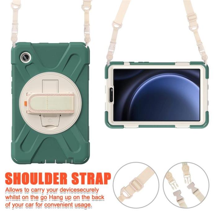 A-One Brand - Galaxy Tab A9 Skal Kickstand Handrem Med Axelrem - Emerald Grön
